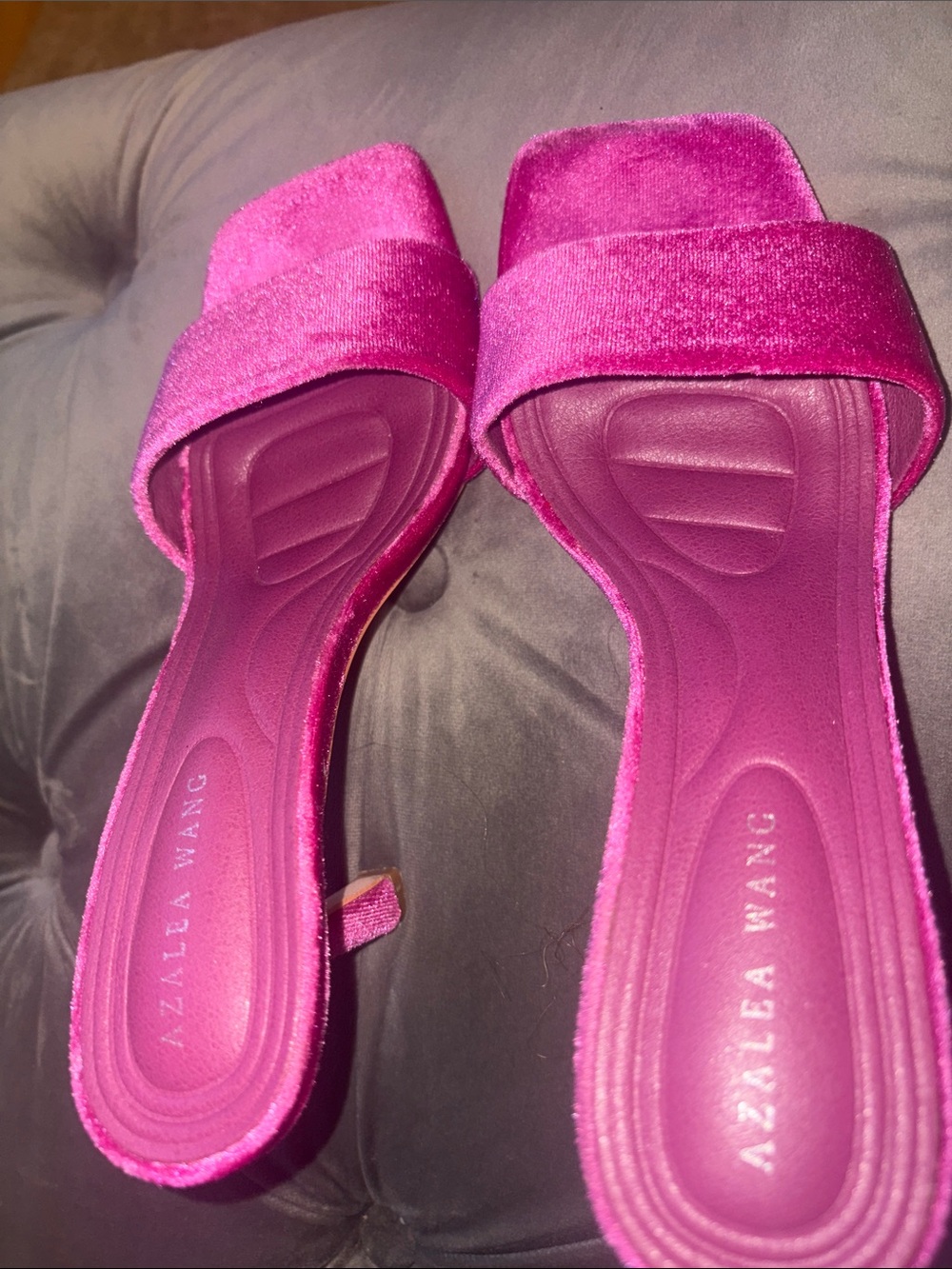 Azalea Wang Fuchsia Velvet Slide Mules